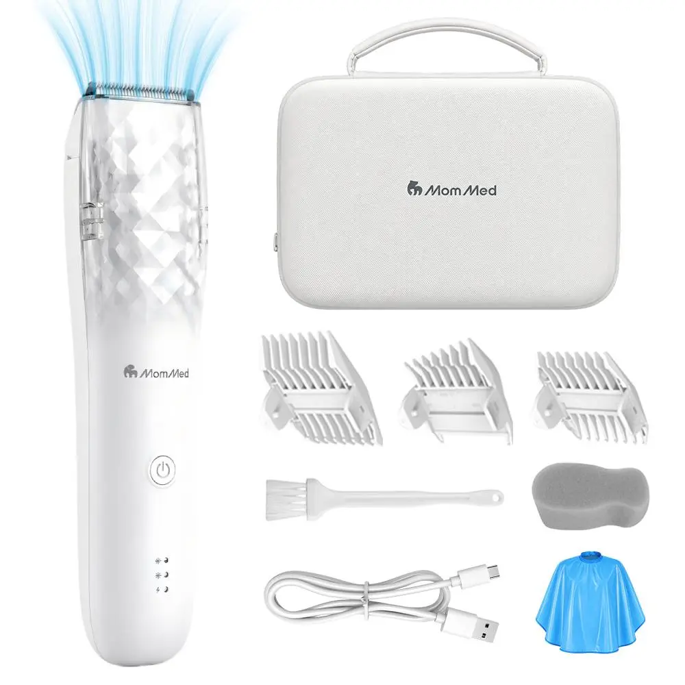 MomMed X18 Baby Hair Clippers - Low Noise Quiet Motor Electric Trimmer, Cordless Rechargeable Waterproof Kit with Batteries, for 0-3 Years (24 Months) Kids, Haircut Kit