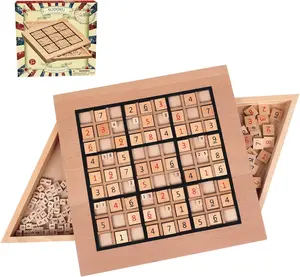 GOTHINK Wooden Sudoku Puzzle Set, Challenge Your Mind with 11.6 Inch Sudoku Board Game, Includes 90 Large Number & Thinking Tiles, 2 Drawers for Storage, for All Ages