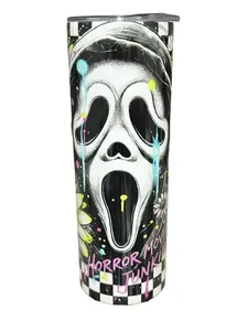 Spring Scream Horror - 20oz oz 20 oz. 20oz. Skinny Straight Sublimation Tumbler Vacuum Flasks - Amy's Tumbler Junkies - Your Favorite Tumbler Shop!