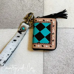 The Tag Along Checkered Mini Wallet Keychain
