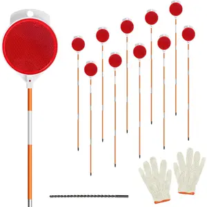 10Pcs Reflective Driveway Markers,48in Reflective for Driveway on Poles, Orange Fiberglass Snow Stakes with Double Sided Reflector and Reflective Tape for Parking Lots, Walkways and Sidewalks (10)