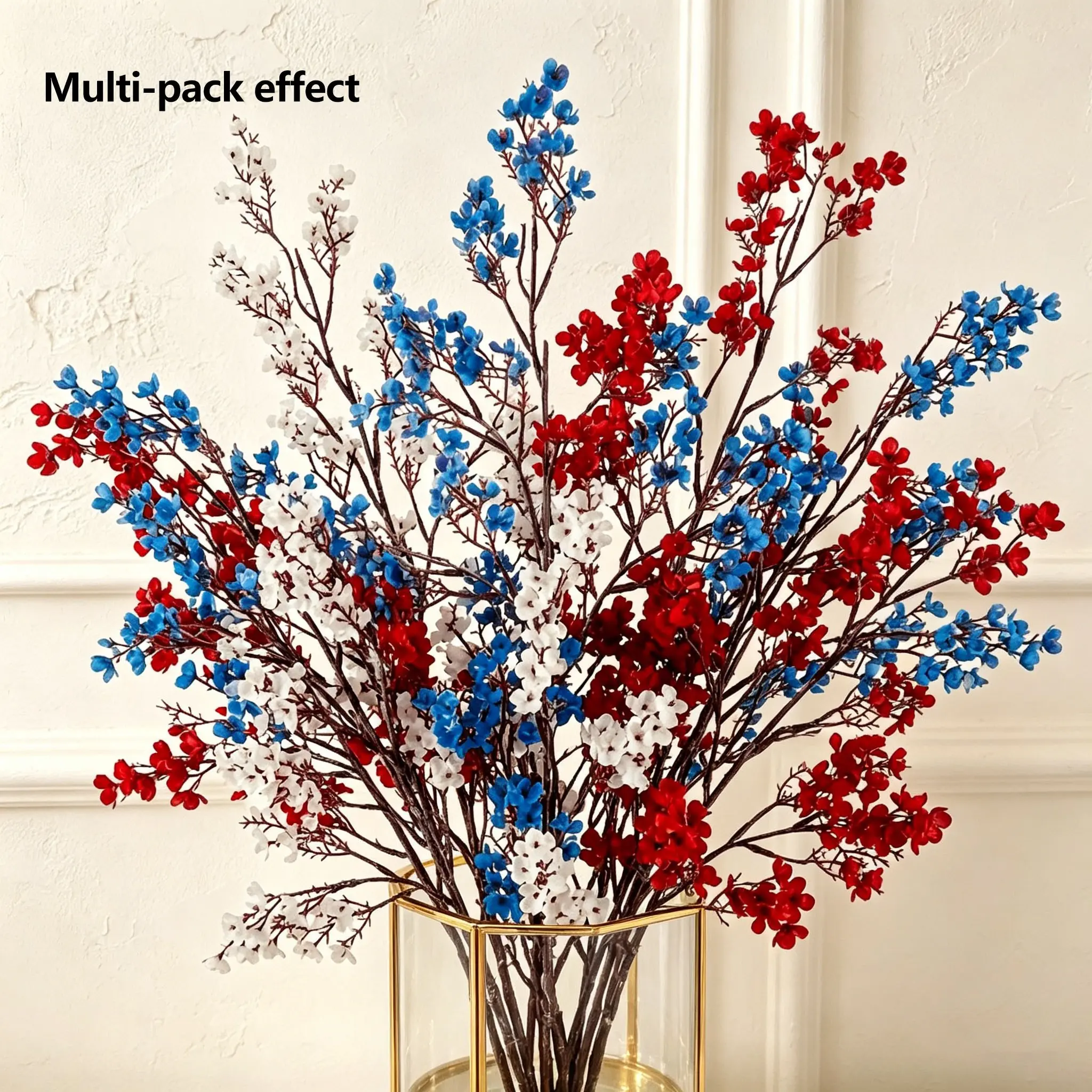 1set Realistic Blue Cherry Blossom Flower Bouquet, Nordic Style Home Decor, Fake Flowers for Wedding, Vintage Style, No Maintenance