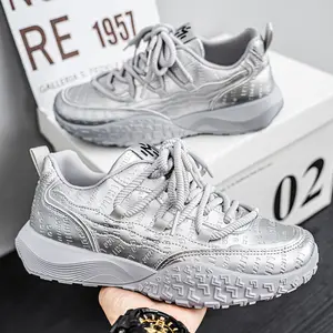 Metallic Chunky Rope Sneakers | Y2K Streetwear Aesthetic Trainers | Shiny Silver & Gold Leather Shoes | Maze-Sole Fashion Footwear 2026