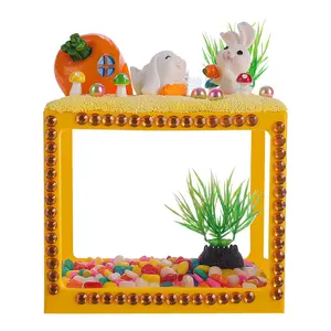 Creative Fish Tank Landscaping Children Cute Magical Small Fish Tank Snowflake Pearl Clay Handmade Block Tank