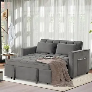 [SpringStatements] EBELLO 3 in 1 Convertible Sleeper Sofa Bed, Futon Couches for Living Room with Side Pocket,Adjustable Backrest,Pull Out Couch,Loveseat,Sectional Daybed for Lazy day Sofabed Clothes Storage Sofa