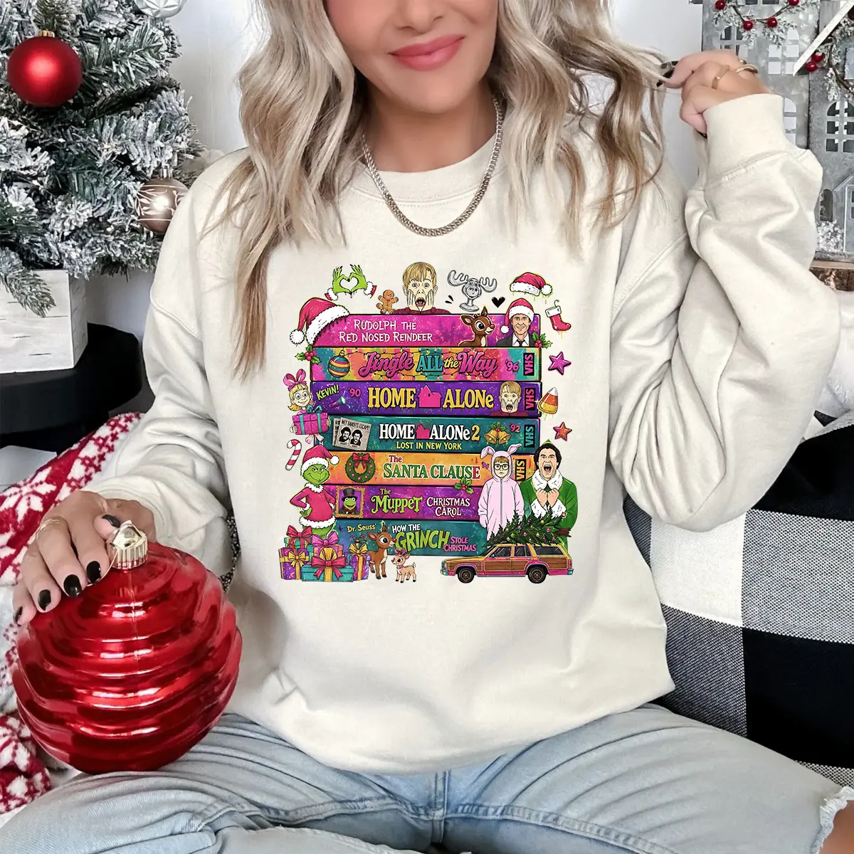 Retro Christmas Movies VHS Tapes Shirt, Nostalgic Holiday Sweatshirt, Home Alone Grinch Elf Movie Tee, Vintage Christmas Gift, Unisex Holiday Apparel