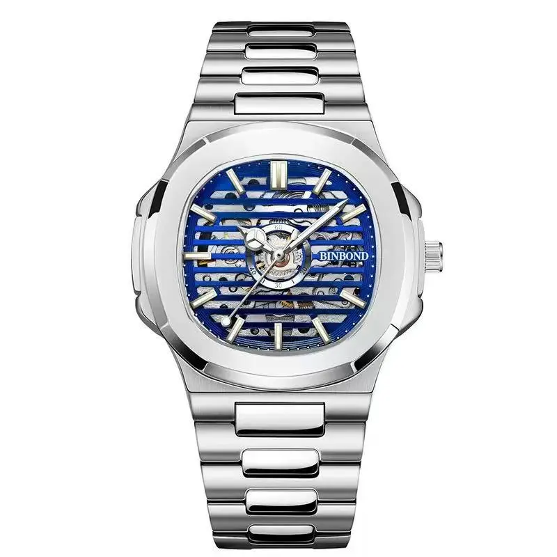 Steel band chronograph dial wristwatch-LT555-Silver