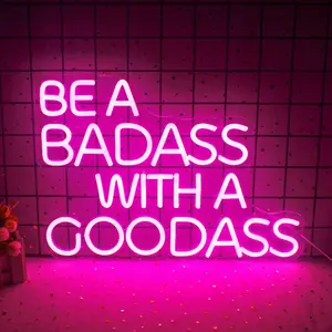 Be A Badass with A Good Ass Neon Sign, 1 Count USB Powered Neon Led Light with In-line Dimmer Switch, Wall Decor Neon Sign for Home, Bar, Club Decoration, Led Signs