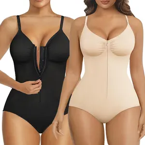 SHAPERX #Livestream 2PCS Shapewear for Women Tummy Control Bodysuits Zip-Up Comfort Shapewear Breathable Suitable for Everyday Wear