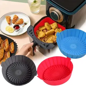 3 Pack Air Fryer Silicone Liners,7 Inch Round Silicone Air Fryer Liners,Reusable Silicone Airfryer Liners, Baking Basket Accessories.For Frying French Fries, Chicken Wings, Chicken Rice Pudding, Egg Tarts, Bread Odorless Cooking
