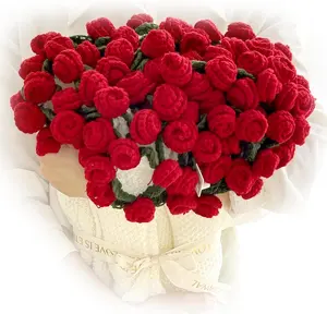 Finished Flower Bouquet Blanket, Handmade Crochet Flower Blanket, Soft Knitted Throw Rose Blankets, Romantic Gift for Birthday Wedding Valentine’s Day Mother's Day Christmas