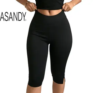 ASANDY Women High Waisted Capri Leggings Elastic Slim Fit Casual Yoga Workout Dressy Activewear Cropped Pants for Daily Outdoor