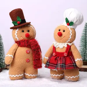Christmas Interior Decorations 12.6-inch Gingerbread Plush Ornaments for Men, Stuffed Animals, Christmas Decorations for Kids and Girls (2-Piece Set)