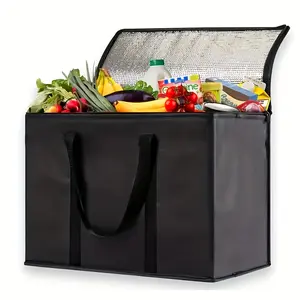 [Reusable Grocery Bag] XXXL Insulated Reusable Grocery Bag - Large Thermal Food-Safe Cooler Tote with Sturdy Handles, Durable Black Reusable Shopping Bag for Camping, Picnics, Outdoor Activities, Beach & Holiday Gifts (Christmas, New Year), angelina  neon