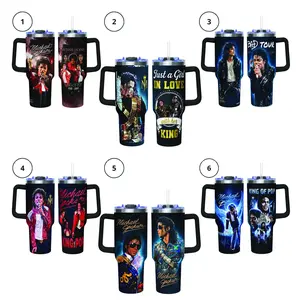 Michael Jackson 40oz Handle Tumbler - Music Icon Tribute 40oz Handle Tumbler – Inspired Stainless Steel Travel Cup, Fan Gift