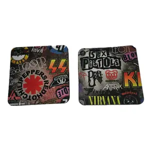 retro vintage rock n roll music bands all over print square coasters (set of 8)