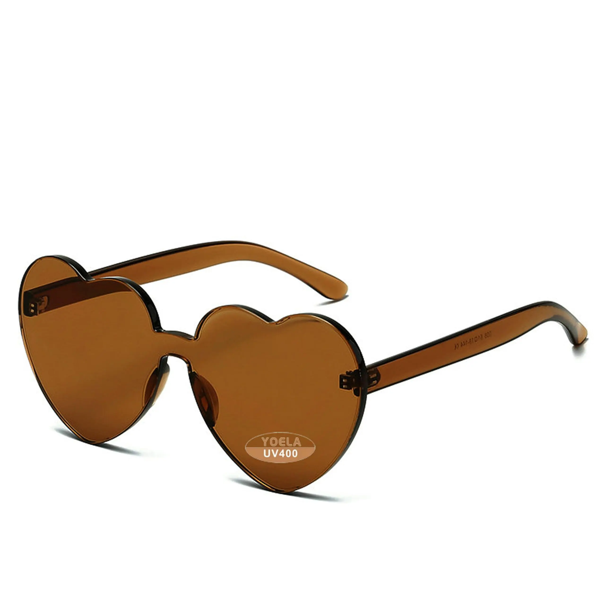Olin Heart Thick Oversized Rimless Sunglasses One Piece Eyewear Colored For Women