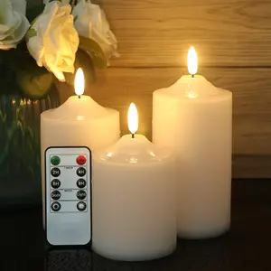 Halloween 3-piece Flameless Candles, Battery-powered, With Remote Control, Suitable For Halloween Decorations, Halloween Supplies, And Autumn Home Decorations