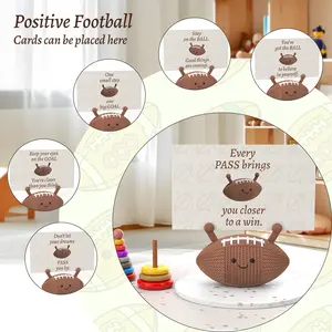 Cute Adorable Positive Football Figurine Meaningful Desk Gift Handcrafted Look Inspirational American Football Decor with Motivational Affirmation Card