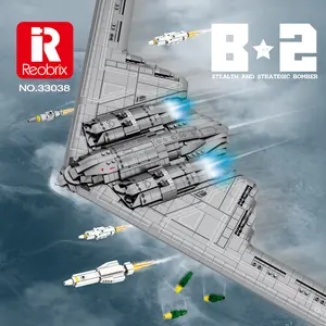 Reobrix B-2 Stealth and Strategic Bomber Building Set 33038 Redobrix Flying Shark Fighter Jet Model Kit for Adults Kids 14+ Ideal Gift for Aviation Enthusiasts Bricks