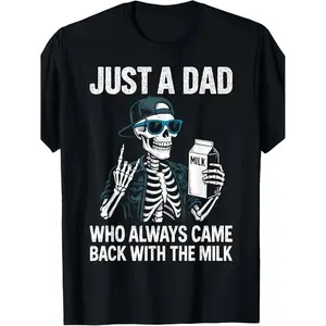 Funny "Always the Milkman Dad" Vintage T-Shirt for Men - Milk Delivery Joke Gift Suitable for Father's Day, Comfortable Casual Fit Short Sleeve Shirt with Milk Carton Design