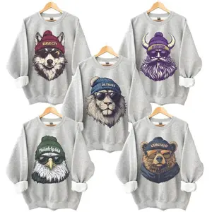 Vintage All 32 Teams Spirit Animal Football Graphic Sweatshirt All Team City Animal Sports Pullover Retro Game Day City Football Sweatshirt - ASH GREY COLOR Crewneck - Game Home Town Pullover - Celebrate with Classic Sports Apparel Menswear