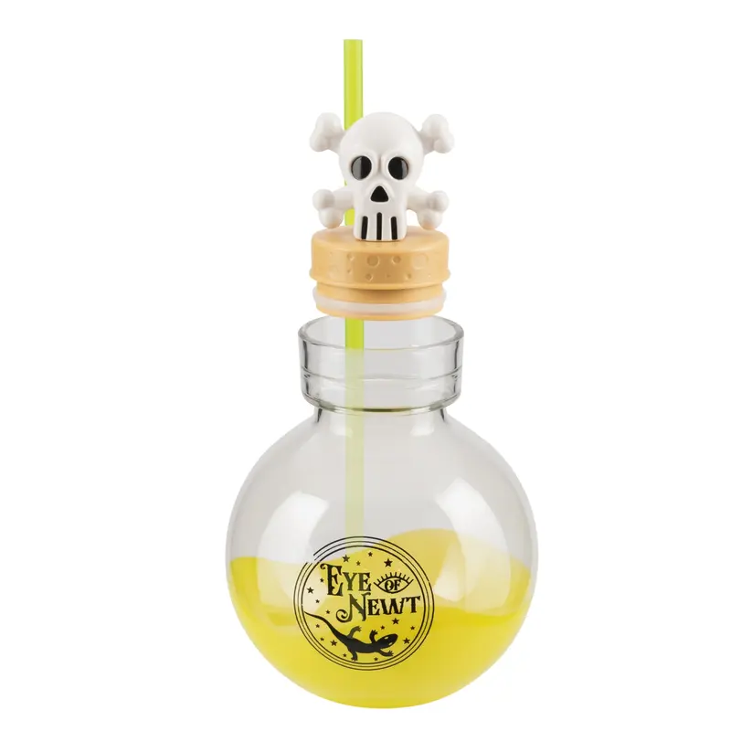 COOL GEAR 30oz Halloween Horror Potion Bottle - BPA-Free Plastic, Durable, Washable, Portable, Refillable Drinkware with Lid, Straw, Spooky Design for Trick-or-Treating, Halloween Aesthetic