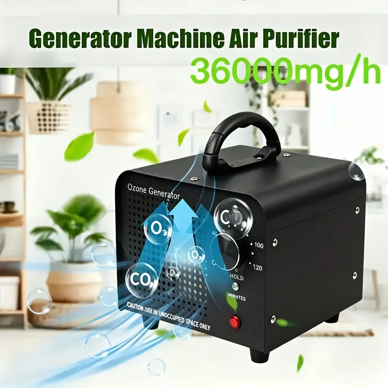 36,000 Mg/h Ozone Generator ,Commercial Ozone Machine Odor Removal, High Capacity O3 Ionizer Air Purifier Deodorizer, For Home/Bedroom, Smoke, Pet, And Paint Odor Removal, Timer Function