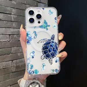 Magnetic Soft Case for iPhone11/12/13/14/15/16/17/promax, Sea Turtles Pattern MagSafe Compatible,Aesthetic Pattern Design Lightweight,AntiScratch,and Trendy
