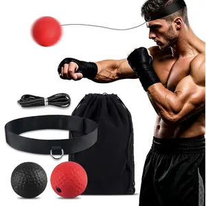 Boxing Reflex Ball Set, Reflex Boxing Training Ball Set with Adjustable Headband, Boxing Equipment Punching Ball for Eye Hand Coordination Punching Speed and Fight Reaction Fathersdaygift Wrist Straps