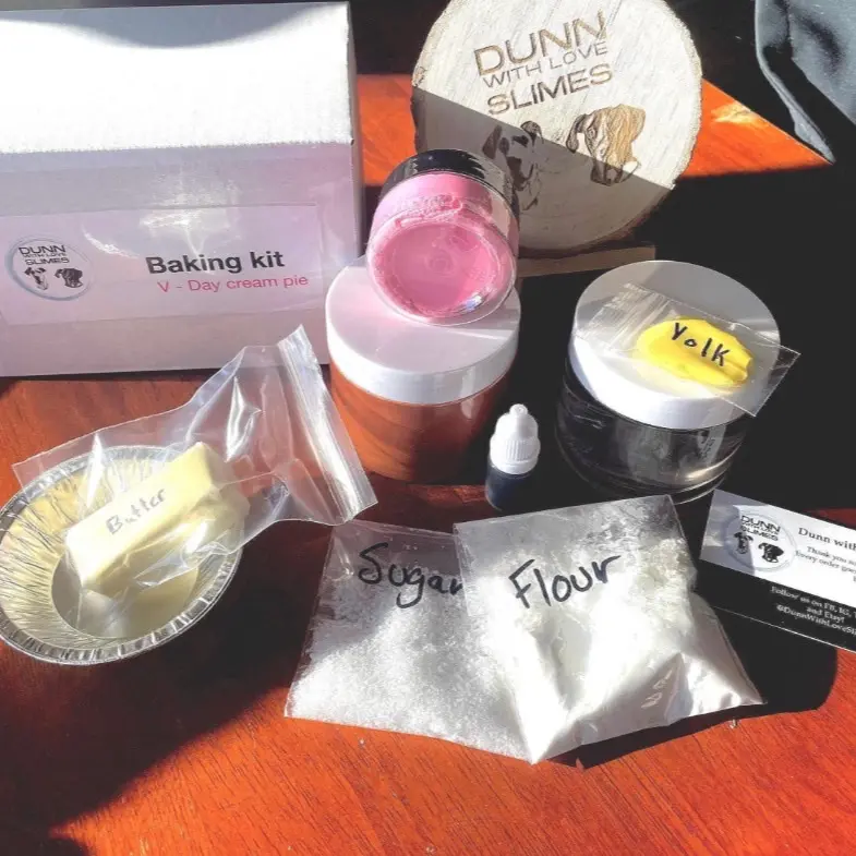 DIY Slime "Baking" Kit - chocolate pie valentines Slime with fake  Eggs, Flour, Sugar, Butter, Vanilla, and topping