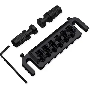Wraparound Bridge Tailpiece Intonatable Combo Bridge Tailpiece for Solid- Electric Guitar (Black)
