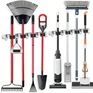 Stainless Steel Wall Mounted Mop Broom Holder, Universal Storage Rack, Durable and Space Saving Organizer