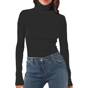 Womens Long Sleeve Turtleneck T-Shirts Mock Neck Underwear Fall Winter Fashion Base Layer Casual Lightweight Soft Tops