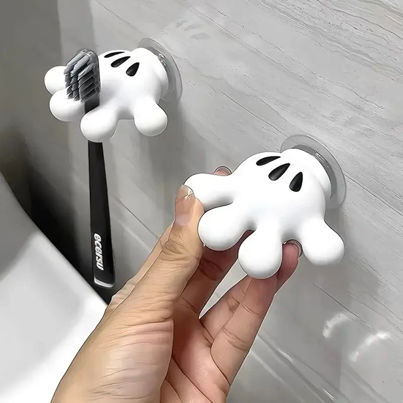 Toothbrush Holder Mickey Palm Cute Bathroom Towel Suction Cup Multi-Function Hook Traceless Hook Data Cable Winder