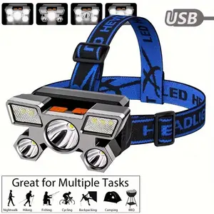 Bright Headlamp Flashlight, Rechargeable Long-Lasting Design, Multiple Lighting Modes, Portable & Convenient Carry, Ideal for Various Scenarios, USB Rechargeable Flashlight
