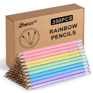 ZWlOT macaron 175 pastel Pencils #2 pre-sharpened pencils, bulk with eraser, various colors, wooden hexagonal pencils, suitable for school classrooms, teachers' supplies as gifts, painting and sketching