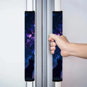 2pcs 4.7x15.7 inch Mystic Galaxy Cat Pattern Kitchen Appliance Handle Covers Removable and Reusable Protective Covers for Refrigerator/Dishwasher/Microwave/Oven.  Home Decor, Holiday Gift.0110LYY