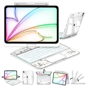 NAIDUN Latest 360 Swivel Keyboard with Transparent Case for iPad Tablet