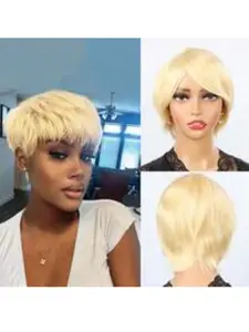 613 Pixie Cut Wigs For Women Human Hair Wigs Honey Blonde Bob Wig Human Hair Short Wigs None Lace Front Wig Glueless Full Machine Made Wig 180% Density