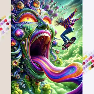 5D DIY Full Drill Round Diamond Painting - Diamond Painting Kit Surreal Faces Mosaic Canvas DIY Wall Art, Home Wall Decoration