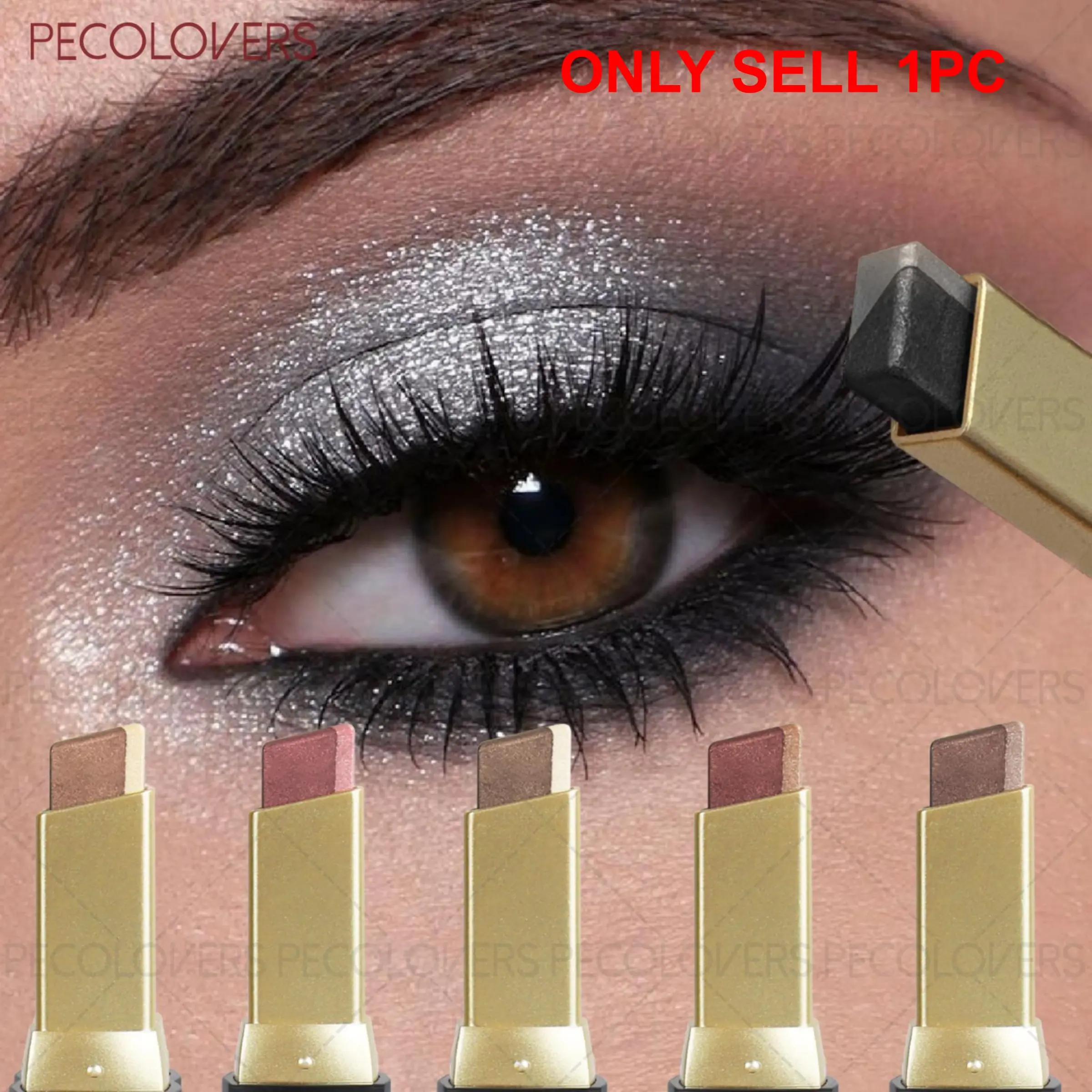Two Tones Glitter Eyeshadow Stick 1 Pcs, Double-head 2 Colors Shiny Eye Shadow Pen, Shimmer Gradient Eyeshadow, Long-Lasting Smoky Eye Shadow, Glitter Duochrome Eyeshadow, Friendly for Makeup Beginner, Gifts for Four Seasons, Shimmer Glitter Pigment