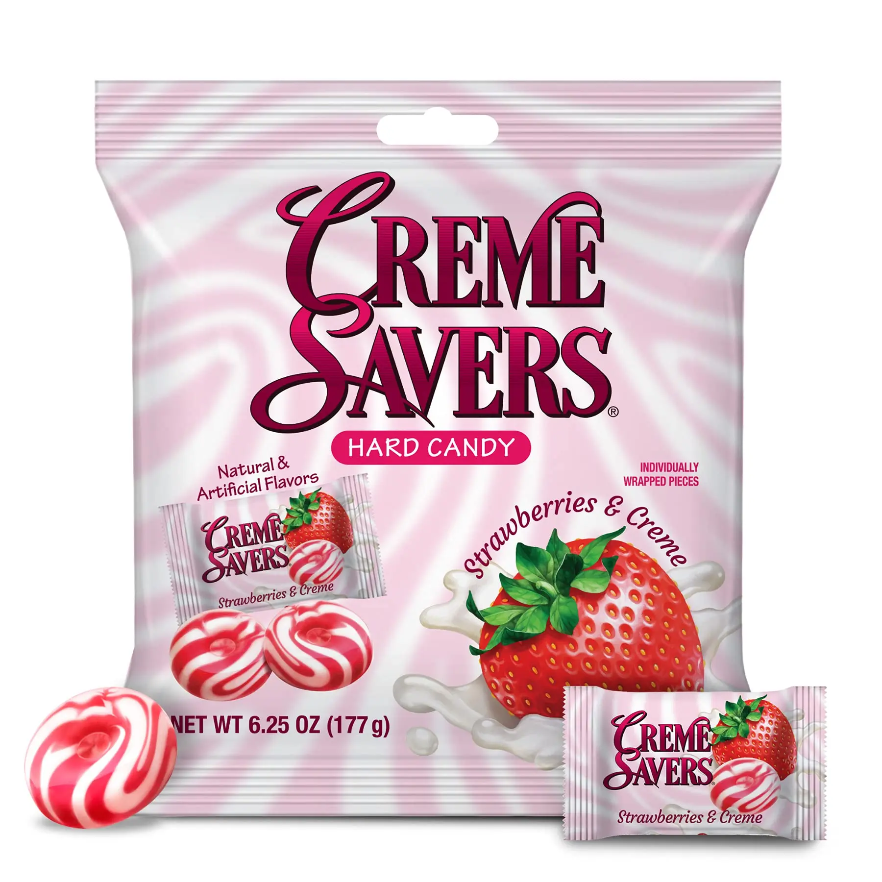 Strawberries and Creme Hard Candy | The Taste of Fresh Strawberries Swirled in Rich Cream | The Original Classic Brought To You By Iconic Candy | 6.25oz Bag