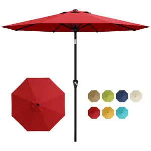2.7m Waterproof Patio Umbrella, UPF 50+ UV Protection Sun Shade Parasol with Easy Crank Tilt, 8 Heavy-Duty Steel Ribs, Wind Resistant for Balcony, Pool & Lawn – Base Not Included