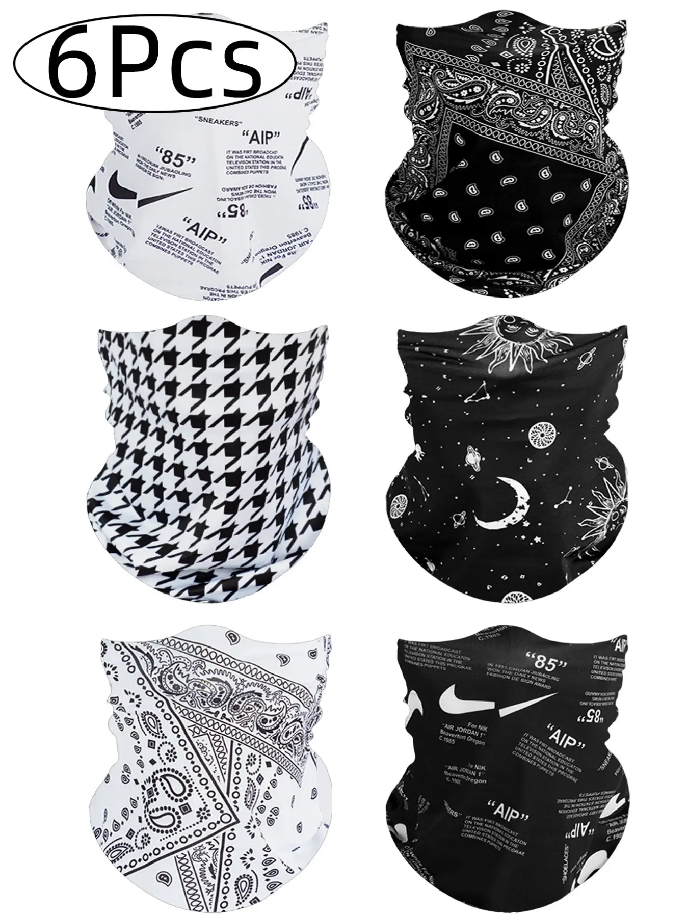 6Pcs/1Pcs Set Ear-Hole Scarf/turban Mask, Outdoor Sun Protection Neck Gaiter, Unisex Ski Face Cover, Multiple Color Options, Versatile Use