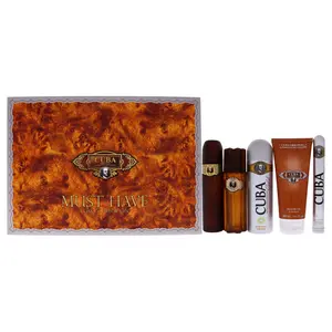Cuba Gold Must Have Men’s 5-Pc Cologne Gift Set, EDT Spray & Grooming Essentials, Masculine Fragrance Value Pack Gift for Him