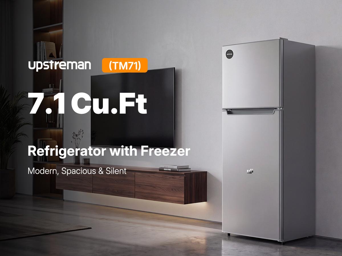 Upstreman 7.1 cu ft Frost-Free Double Door Refrigerator with Freezer (TM71) - Adjustable Thermostat, Cabinet Design, for Couple, Apartment, Senior, Dorm, Home Office, Garage Upstreman 7.1 cu ft Frost-Free Double Door Refrigerator with Freezer (TM71) - Adjustable Thermostat, Cabinet Design, for Couple, Apartment, Senior, Dorm, Home Office, Garage