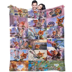 Crazy Zootopia pattern, suitable for children and adults as holiday birthday and Valentine's Day gifts, soft, warm and lightweight plush blanket, suitable for bed, sofa, car, room decoration