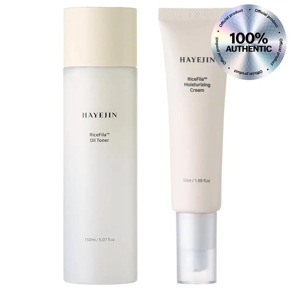 Hajeyin RiceFila Oil Toner (5.28 oz) and Hajeyin RiceFila Moisturizing Cream (1.69 fl oz)