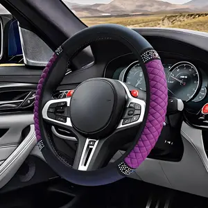 Bling Soft Leather Steering Wheel Cover, 15" Anti-Slip Sparkly  Auto Elastic Steering Wheel Protector for Women Girl, Colorful   Interior Accessory for   ()